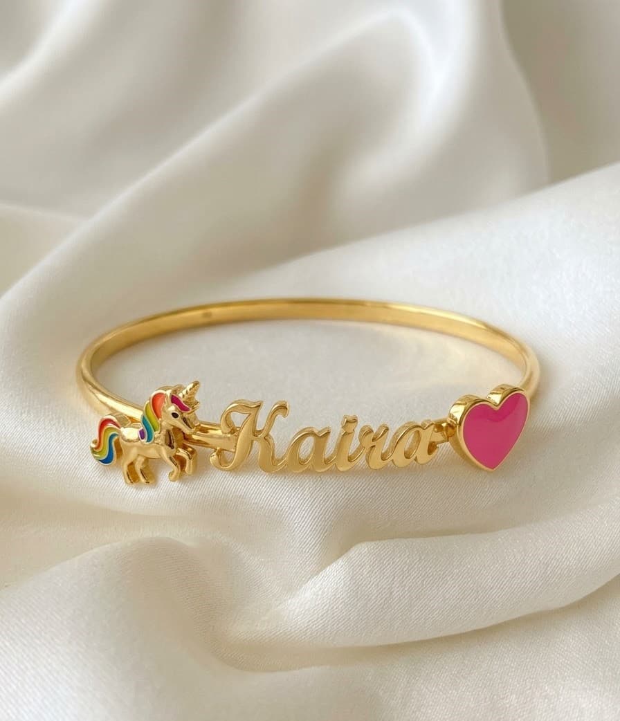 Personalized Name Unicorn-Heart Kada